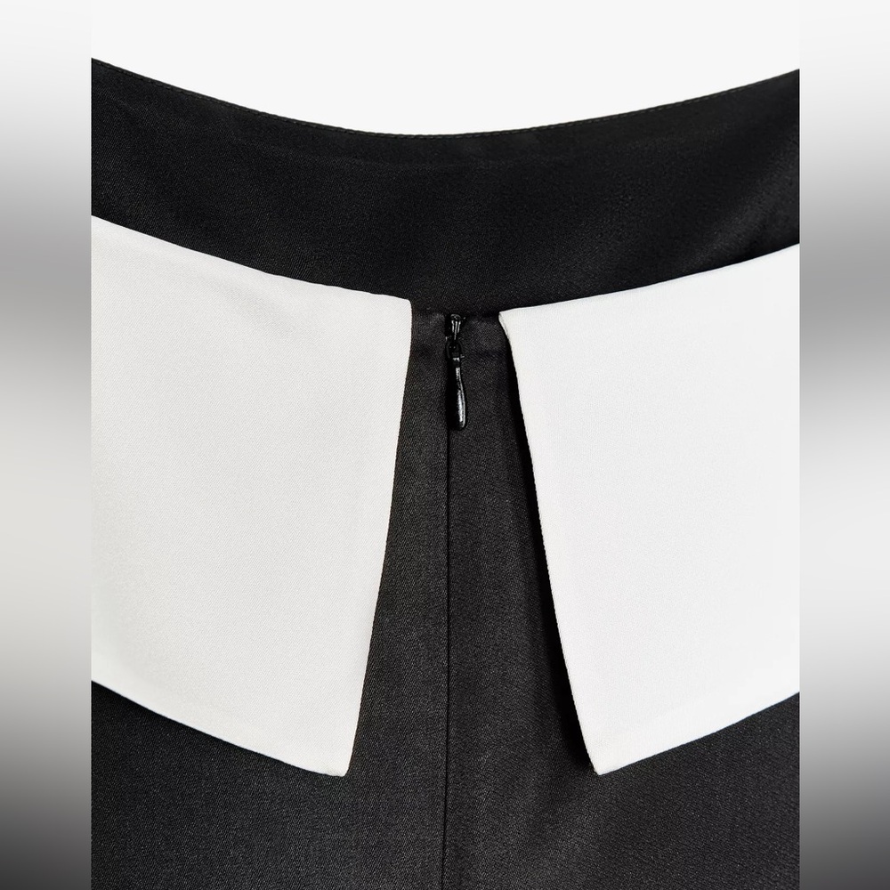 NWT Zara Woman Bloggers Fav ZW COLLECTION MINIMAL SATIN DRESS Black & White XL - Picture 8 of 12